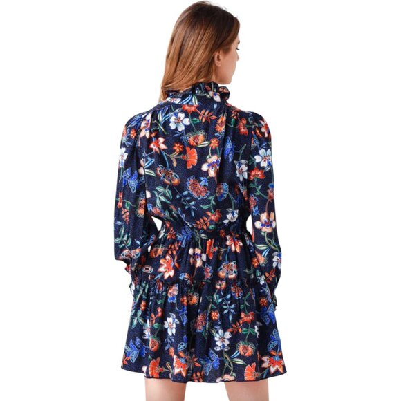 Hunter Bell Women's Joplin Dress Floral Silk Size Small Ruffle High Neck - Picture 3 of 11